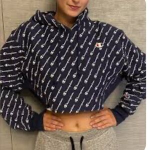 Champion Hoodie Women x small Reverse Weave All Over Spell Out‎ Sweatshirt Core